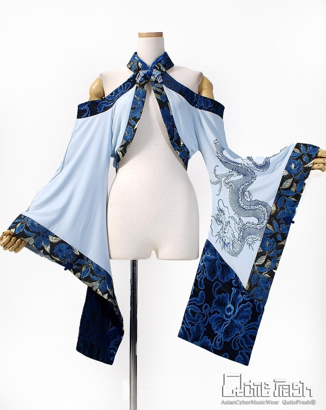 QutieFrash 着物袖風アームカバー付 オフショルダーチャイナワンピース 9896】チャイナオフショル着物カーデ – Qutiefrashアメリカ村WebShop